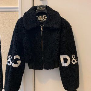 D&G Dolce & Gabbana Furry Bomber Jacket Vtg 1995